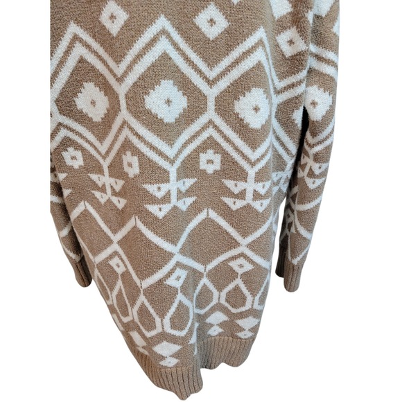 Old Navy Boho Geometric Knit Cardigan Sweater‎ Camel & White Southwestern L - Picture 7 of 10
